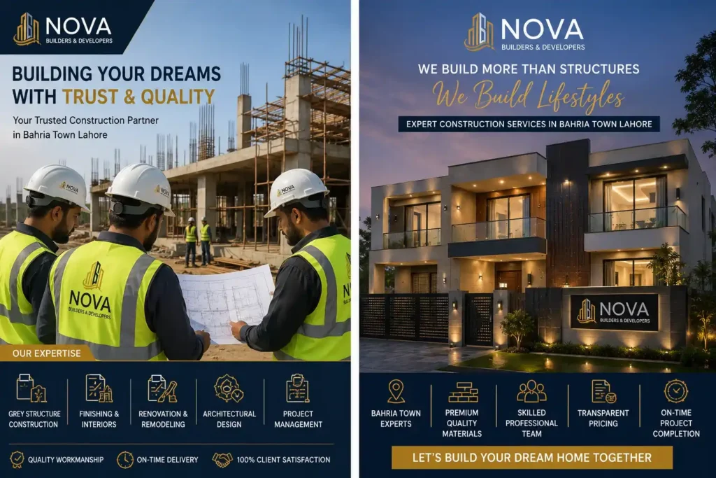 Nova Builders and Developers construction company in Bahria Town Lahore