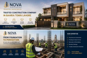 Nova Builders grey structure construction project in Bahria Town Lahore